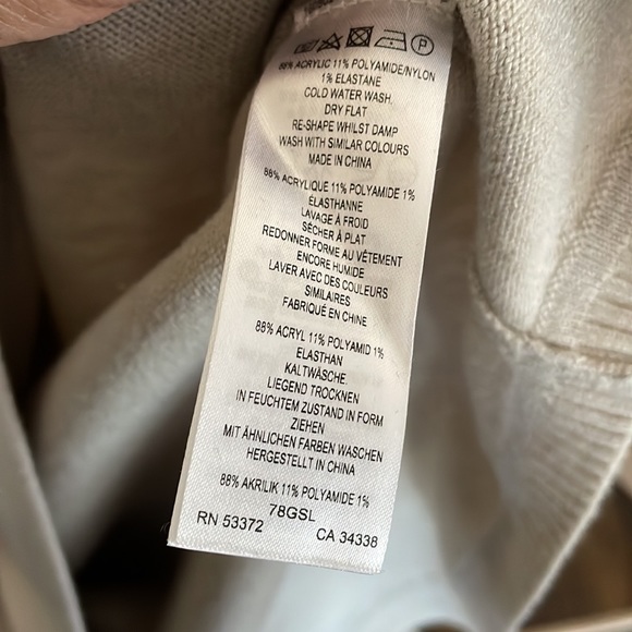 French Connection oversized high- low beige round neck sweater size s - Picture 4 of 4